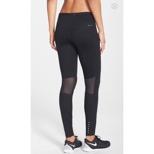 Nike Epic Run dri-fit leggings with mesh cutouts